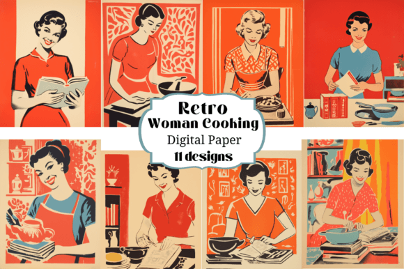 11 Vintage Woman Cooking Backgrounds: A Designer's Toolkit