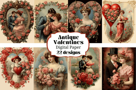 22 Antique Valentine Cards Backgrounds for Your Projects