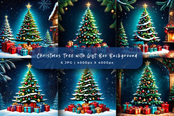 Christmas Tree with Gift Box Backgrounds for Festive Designs