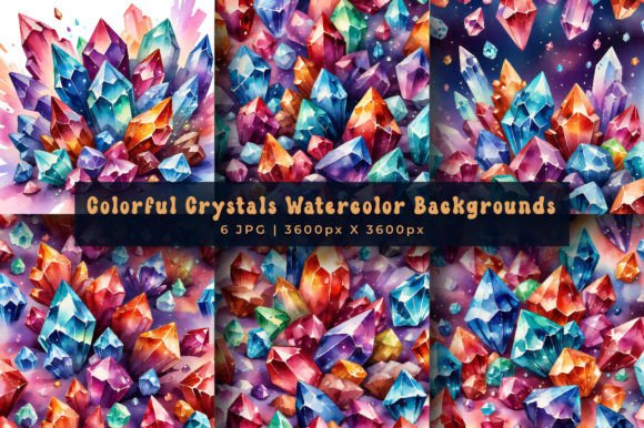 Colorful Crystals Watercolor Backgrounds: A Designer's Kaleidoscope