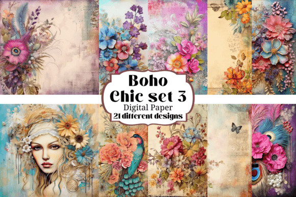 Elevate Your Craft: 21 Boho Chic Digital Paper Backgrounds