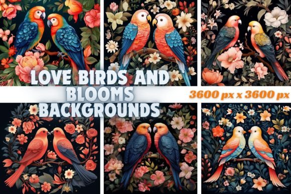 Love Birds and Blooms Backgrounds: A Romantic Design Asset