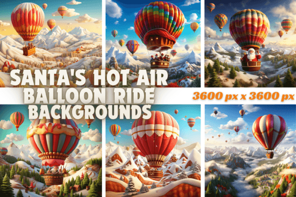 Santa's Hot Air Balloon Ride Backgrounds: A Festive Design Asset