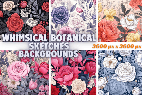 Whimsical Botanical Sketches Backgrounds