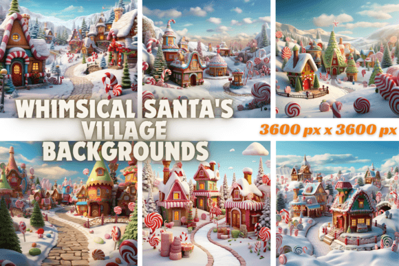 Whimsical Santa's Village Backgrounds: A Festive Design Asset